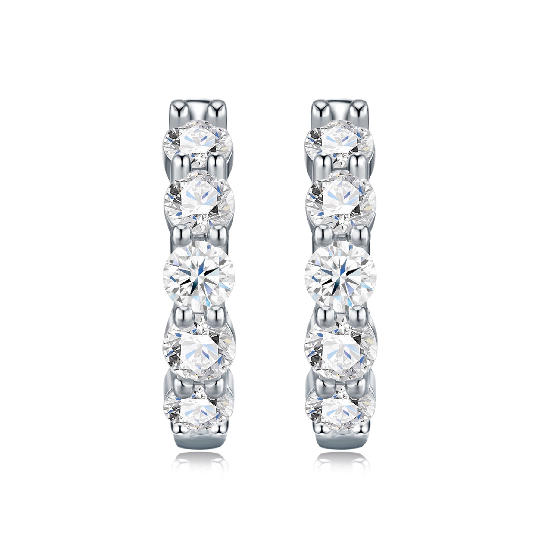 Perlage Moissanite Huggie Hoop Earrings in Sterling Silver
