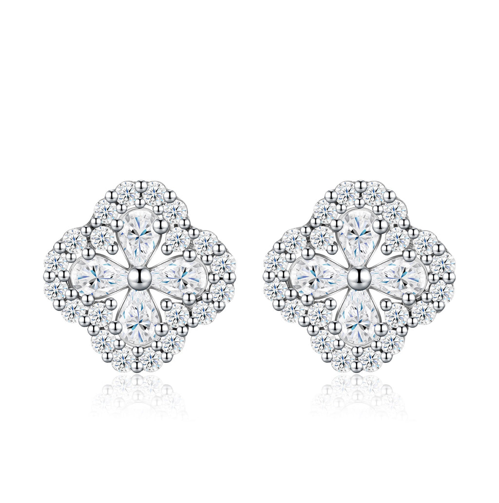 Fiordaliso Moissanite Flower Stud Earrings in Sterling Silver