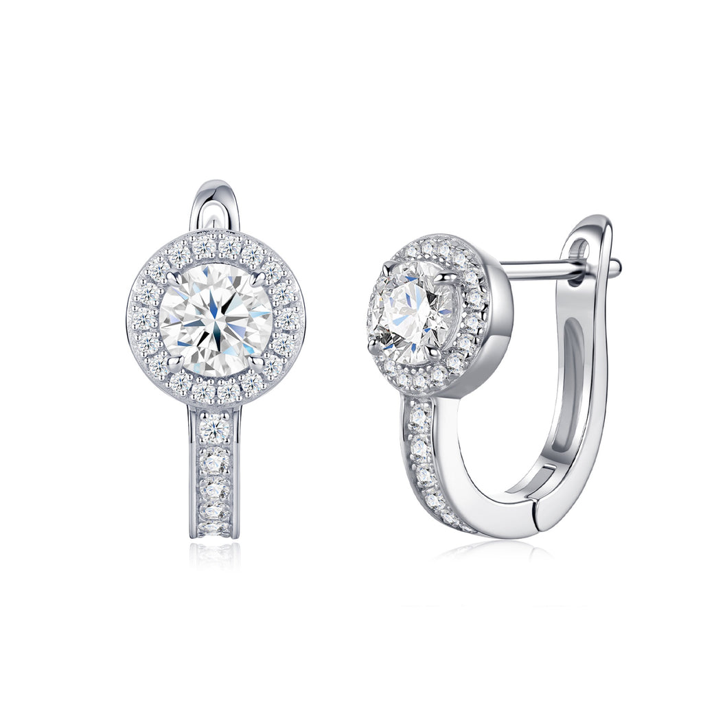 Aloetta Moissanite Drop Huggie Hoop Earrings in Sterling Silver