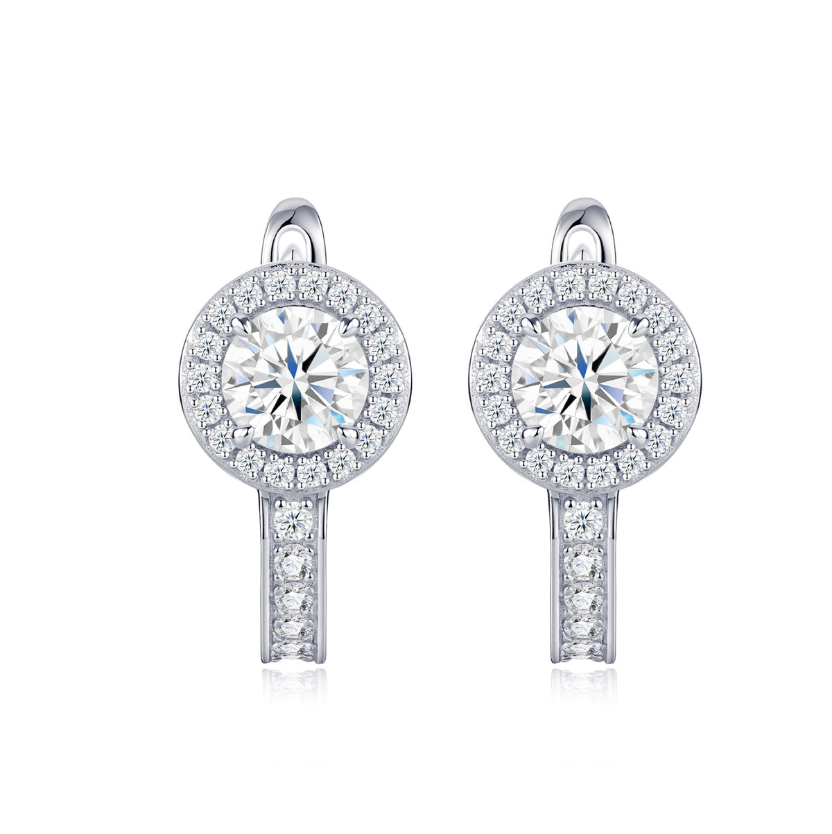 Aloetta Moissanite Drop Huggie Hoop Earrings in Sterling Silver