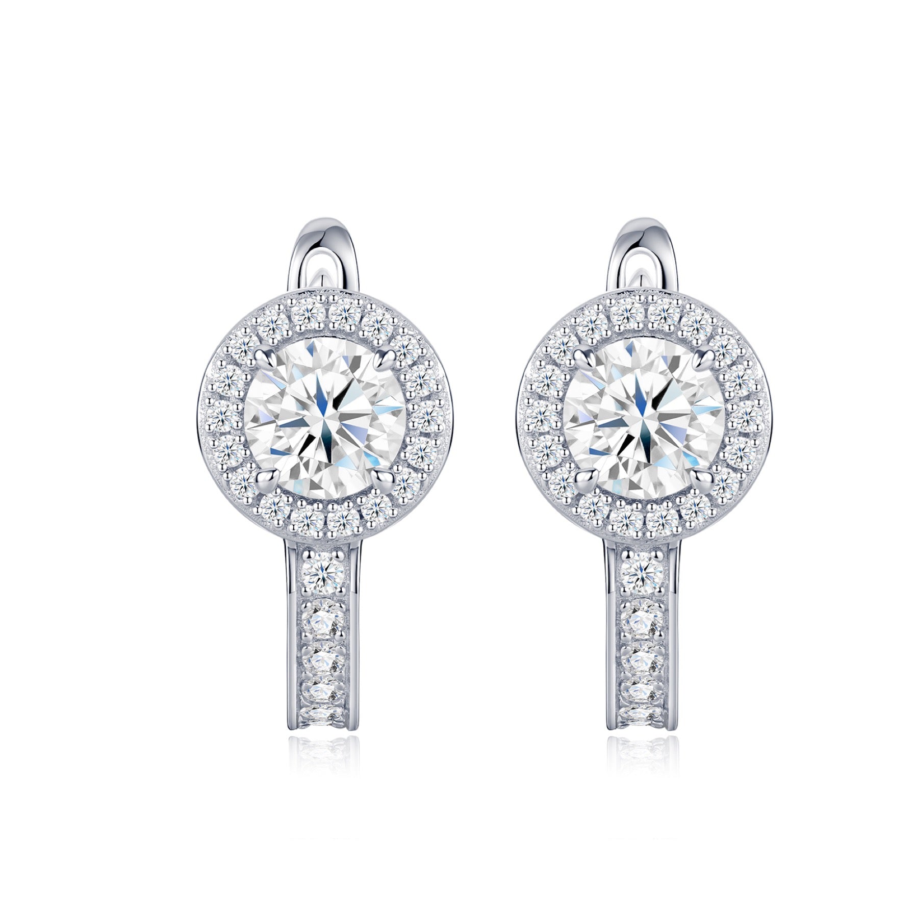 Aloetta Moissanite Drop Huggie Hoop Earrings in Sterling Silver