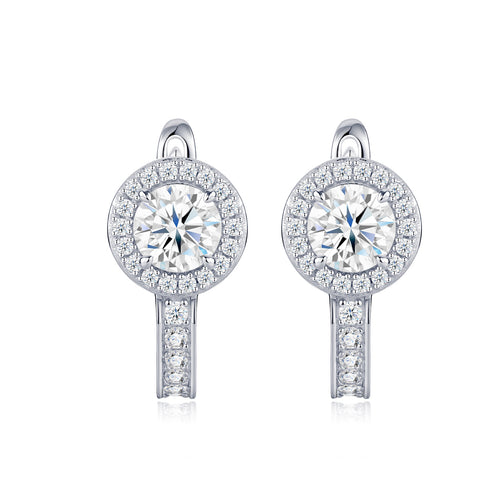 Aloetta Moissanite Drop Huggie Hoop Earrings in Sterling Silver
