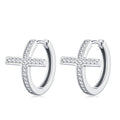 Crocellina Moissanite Huggie Hoop Earrings in Sterling Silver