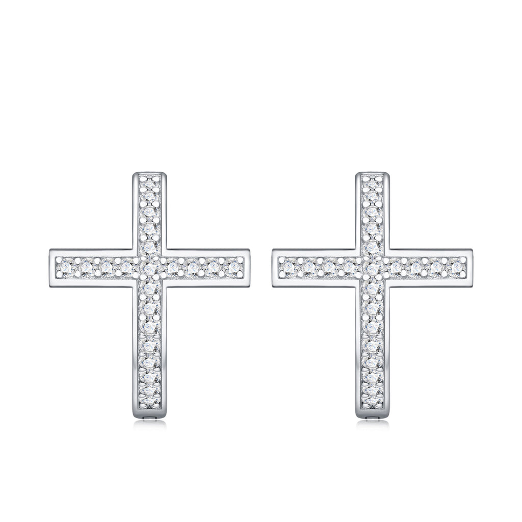 Crocellina Moissanite Huggie Hoop Earrings in Sterling Silver