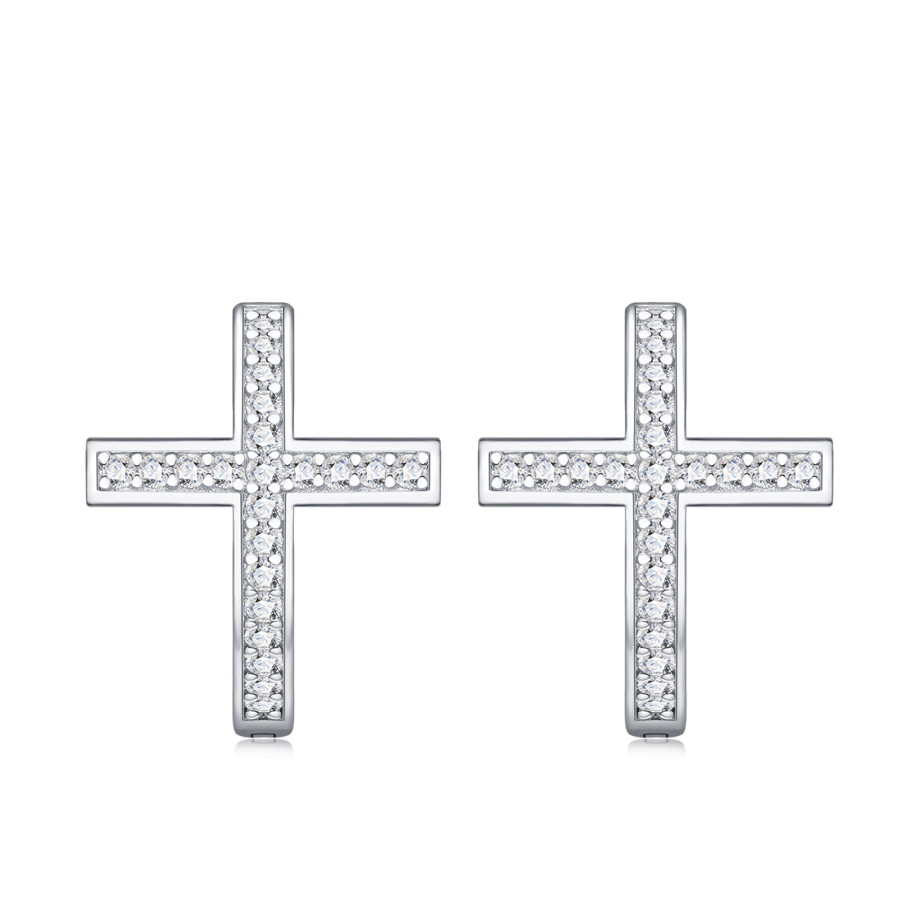 Crocellina Moissanite Huggie Hoop Earrings in Sterling Silver