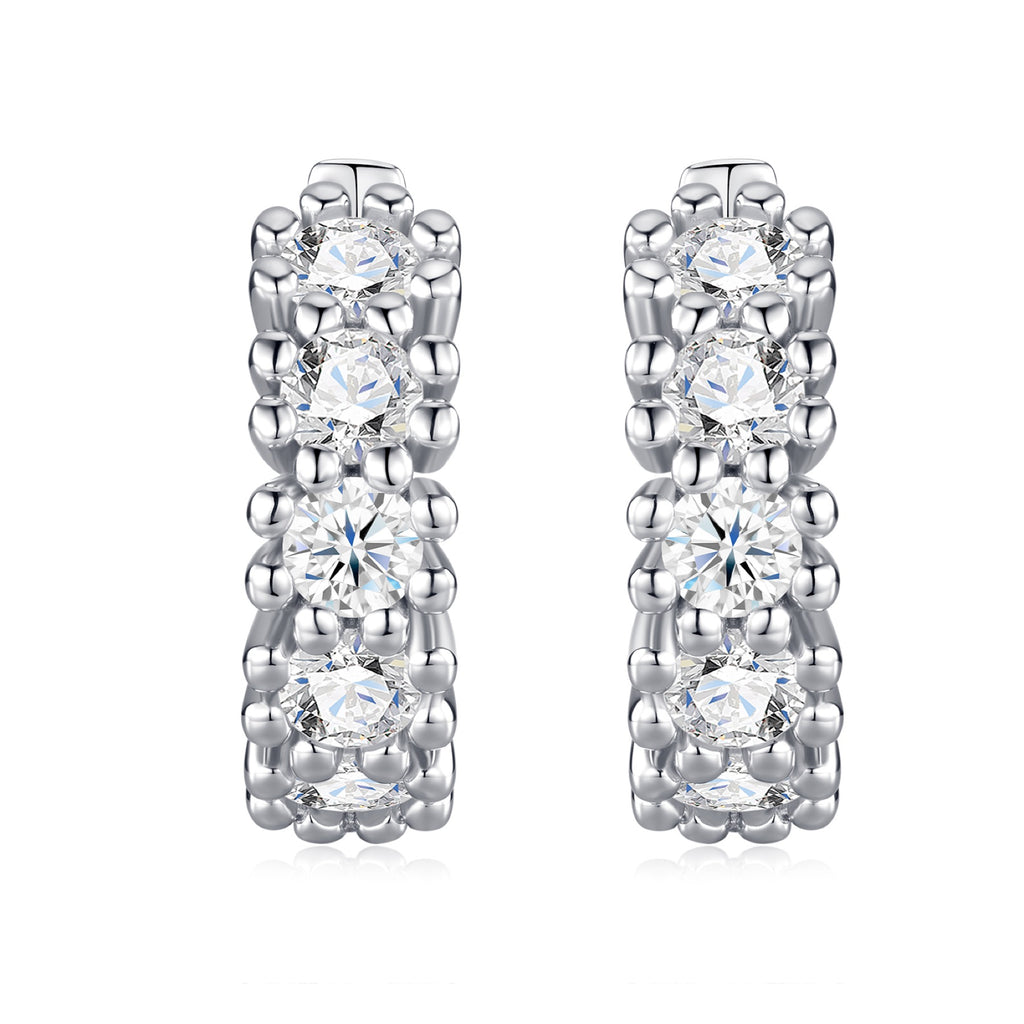 Degrade Moissanite Huggie Hoop Earrings in Sterling Silver