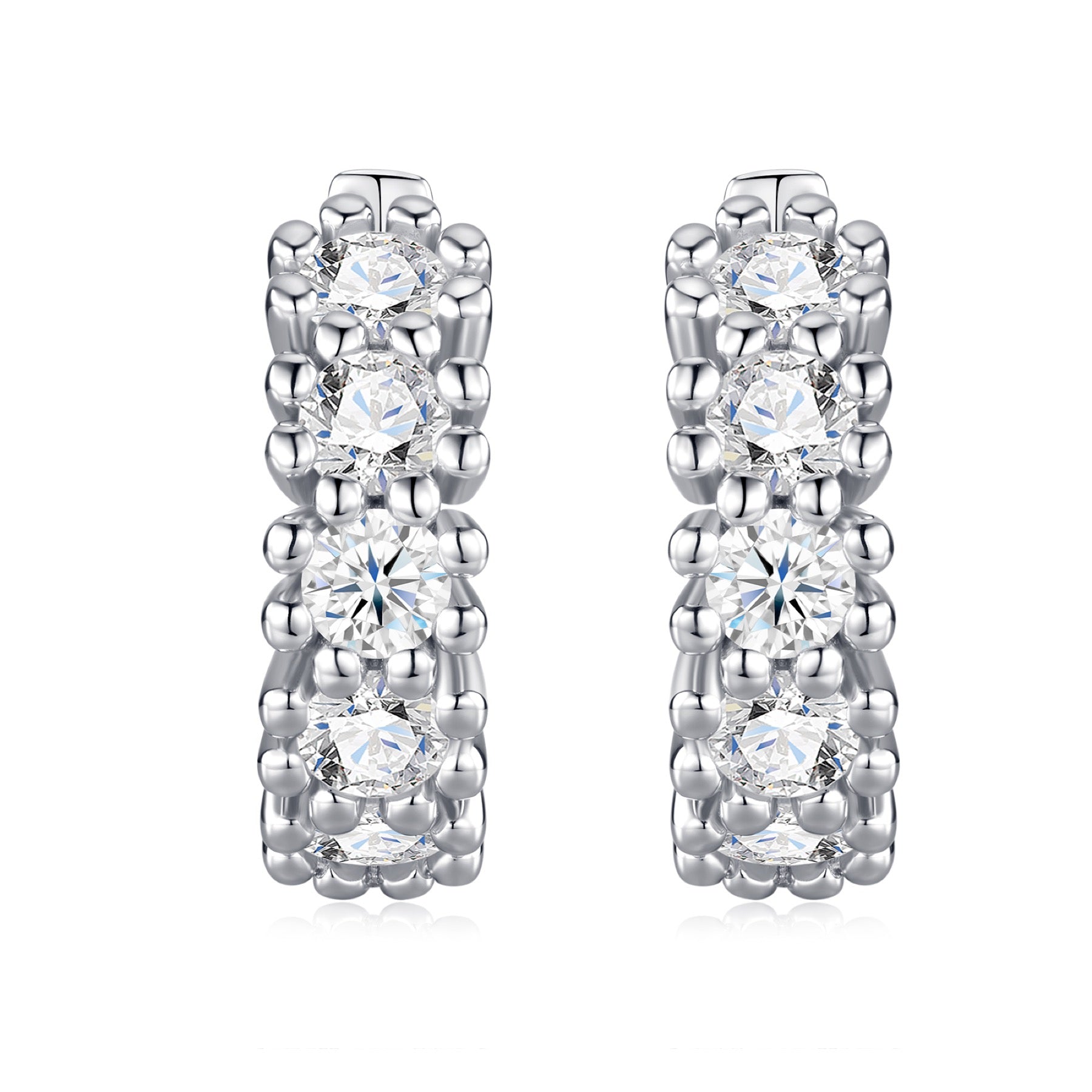 Degrade Moissanite Huggie Hoop Earrings in Sterling Silver