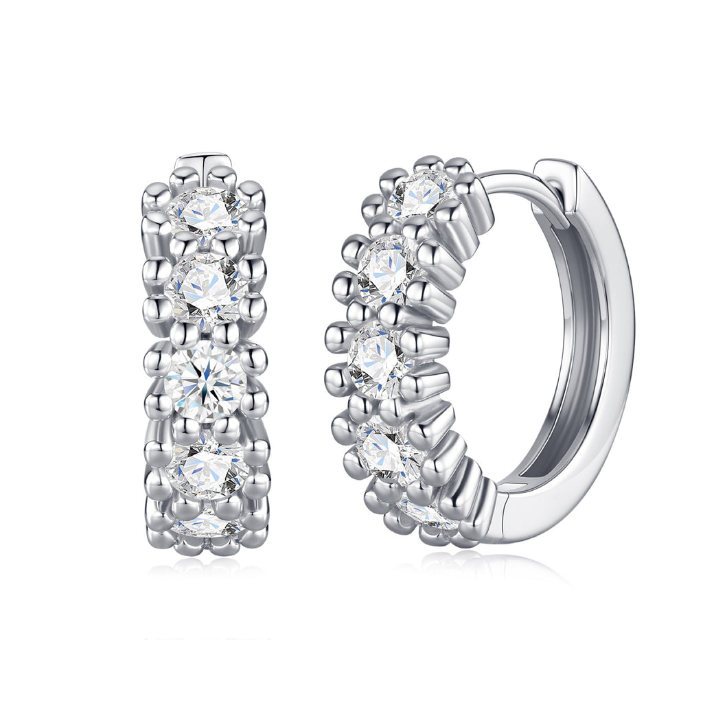 Degrade Moissanite Huggie Hoop Earrings in Sterling Silver