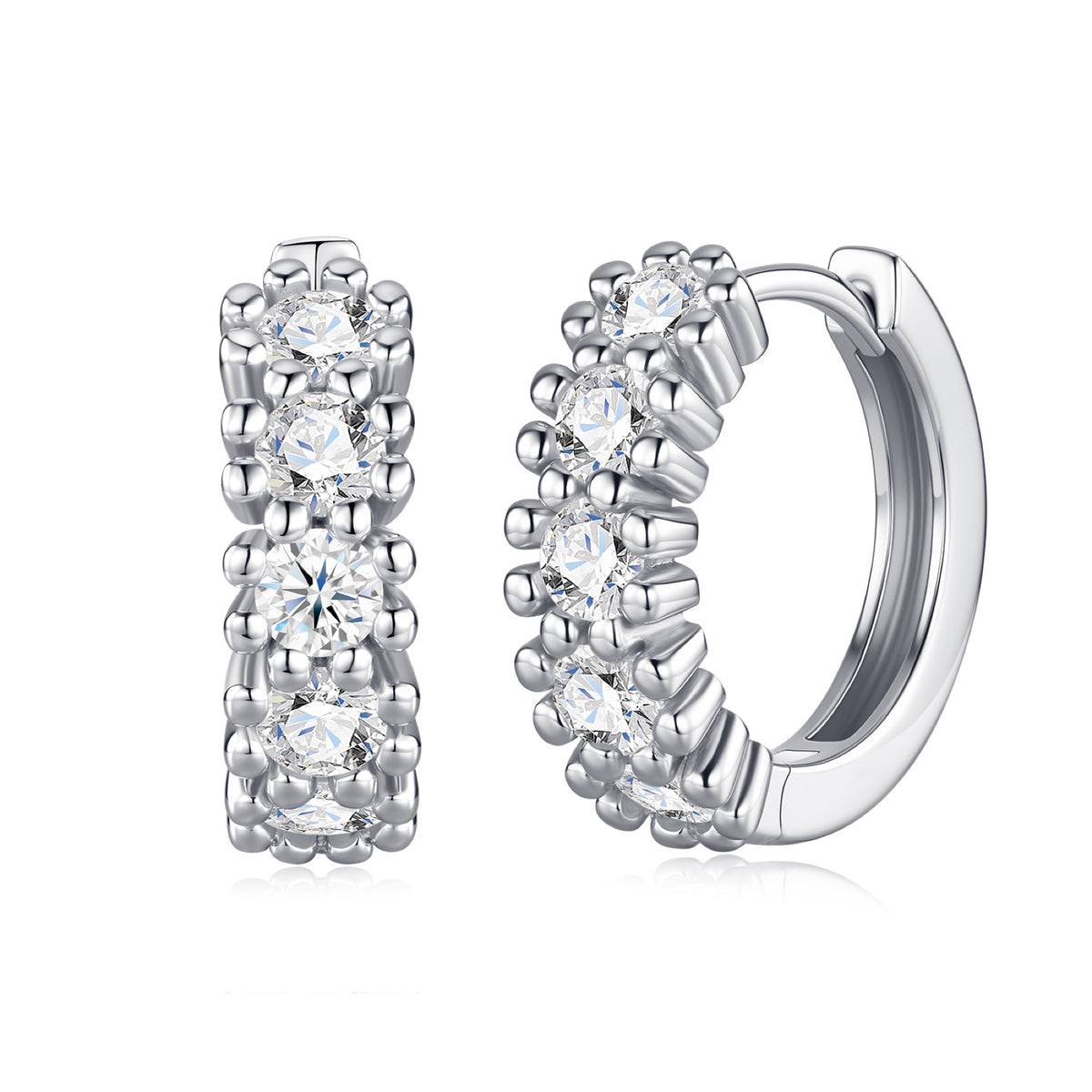 Degrade Moissanite Huggie Hoop Earrings in Sterling Silver