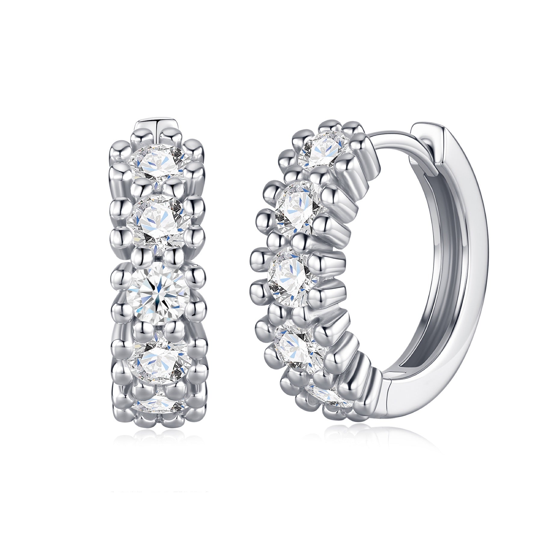 Degrade Moissanite Huggie Hoop Earrings in Sterling Silver