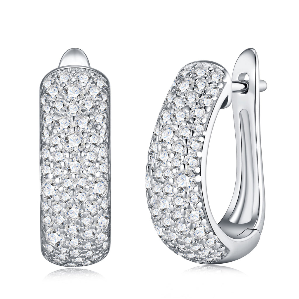 Ampia Moissanite Huggie Hoop Earrings in Sterling Silver