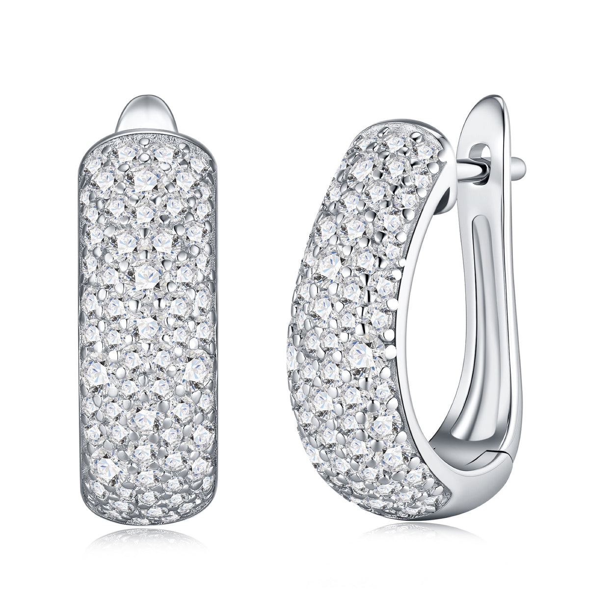 Ampia Moissanite Huggie Hoop Earrings in Sterling Silver