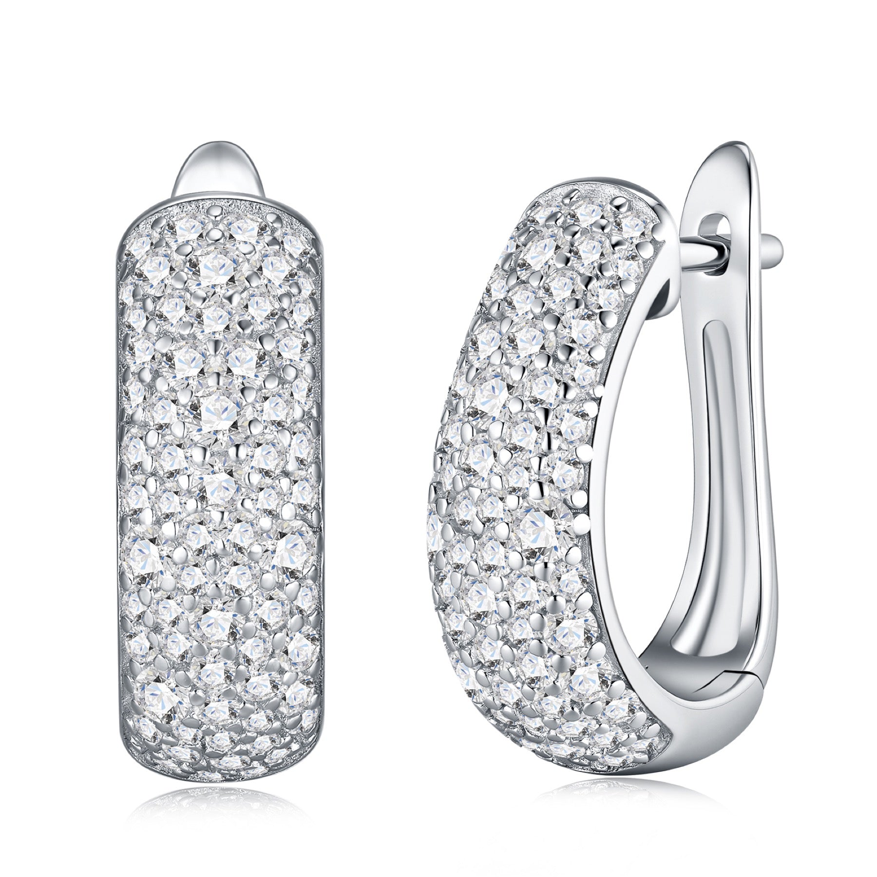 Ampia Moissanite Huggie Hoop Earrings in Sterling Silver