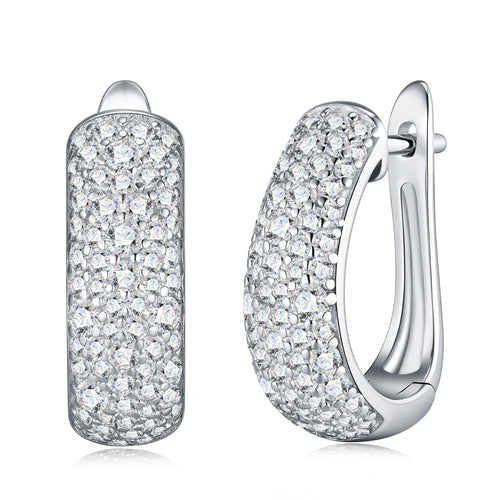 Ampia Moissanite Huggie Hoop Earrings in Sterling Silver
