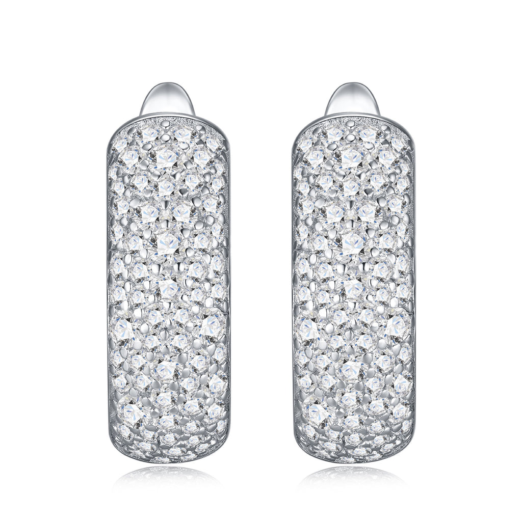 Ampia Moissanite Huggie Hoop Earrings in Sterling Silver
