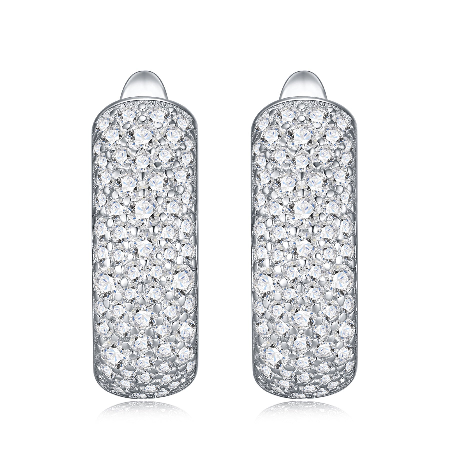 Ampia Moissanite Huggie Hoop Earrings in Sterling Silver
