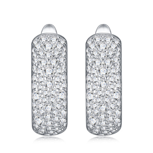 Ampia Moissanite Huggie Hoop Earrings in Sterling Silver
