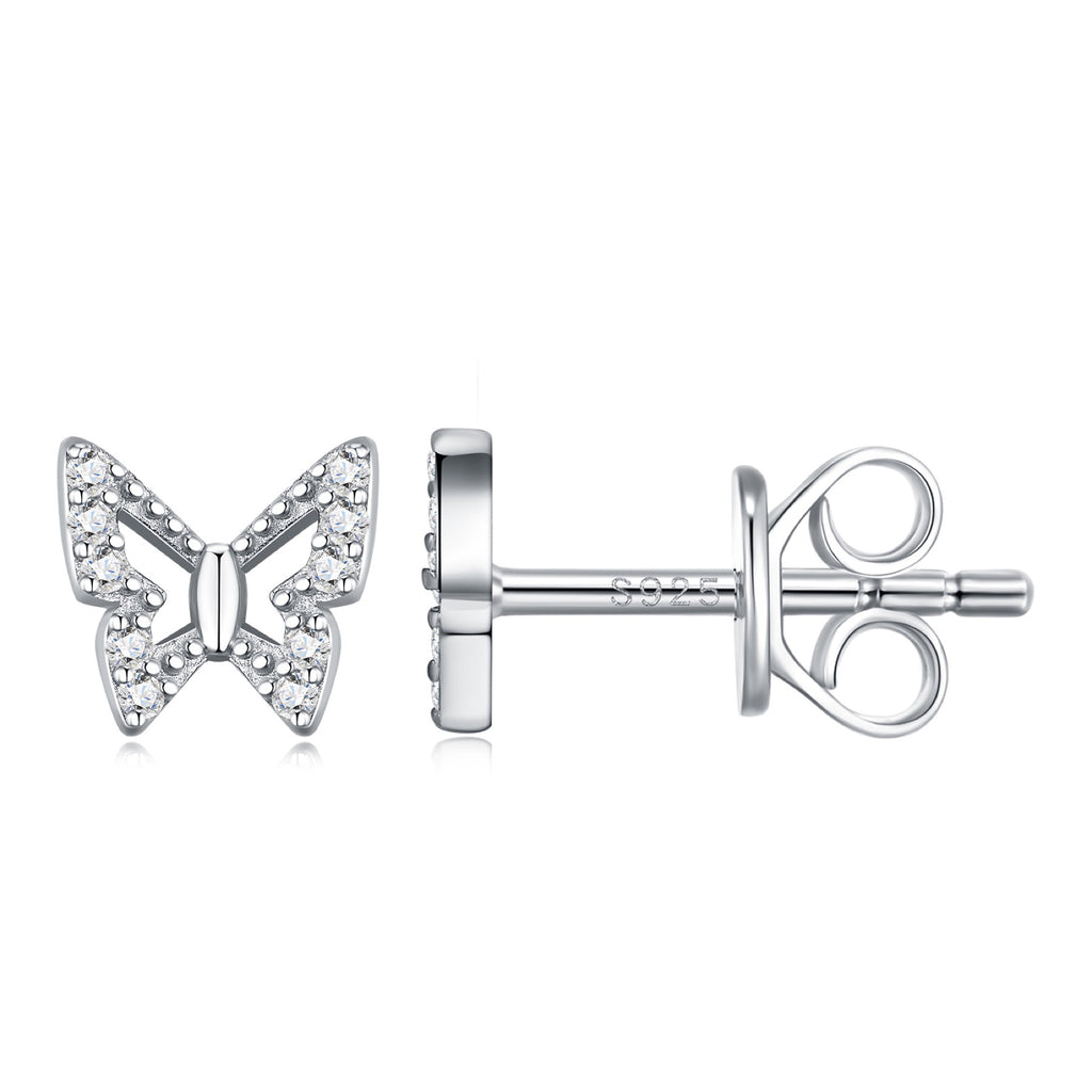 Farfalla Moissanite Butterfly Stud Earrings in Sterling Silver