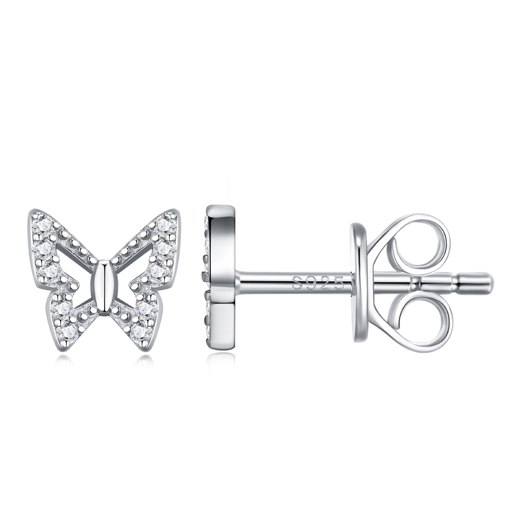 Farfalla Moissanite Butterfly Stud Earrings in Sterling Silver