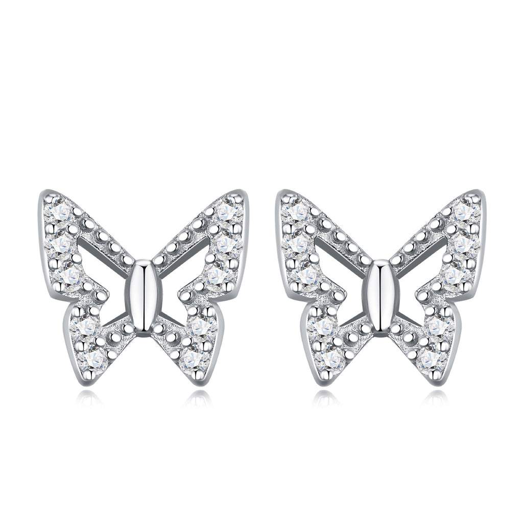 Farfalla Moissanite Butterfly Stud Earrings in Sterling Silver
