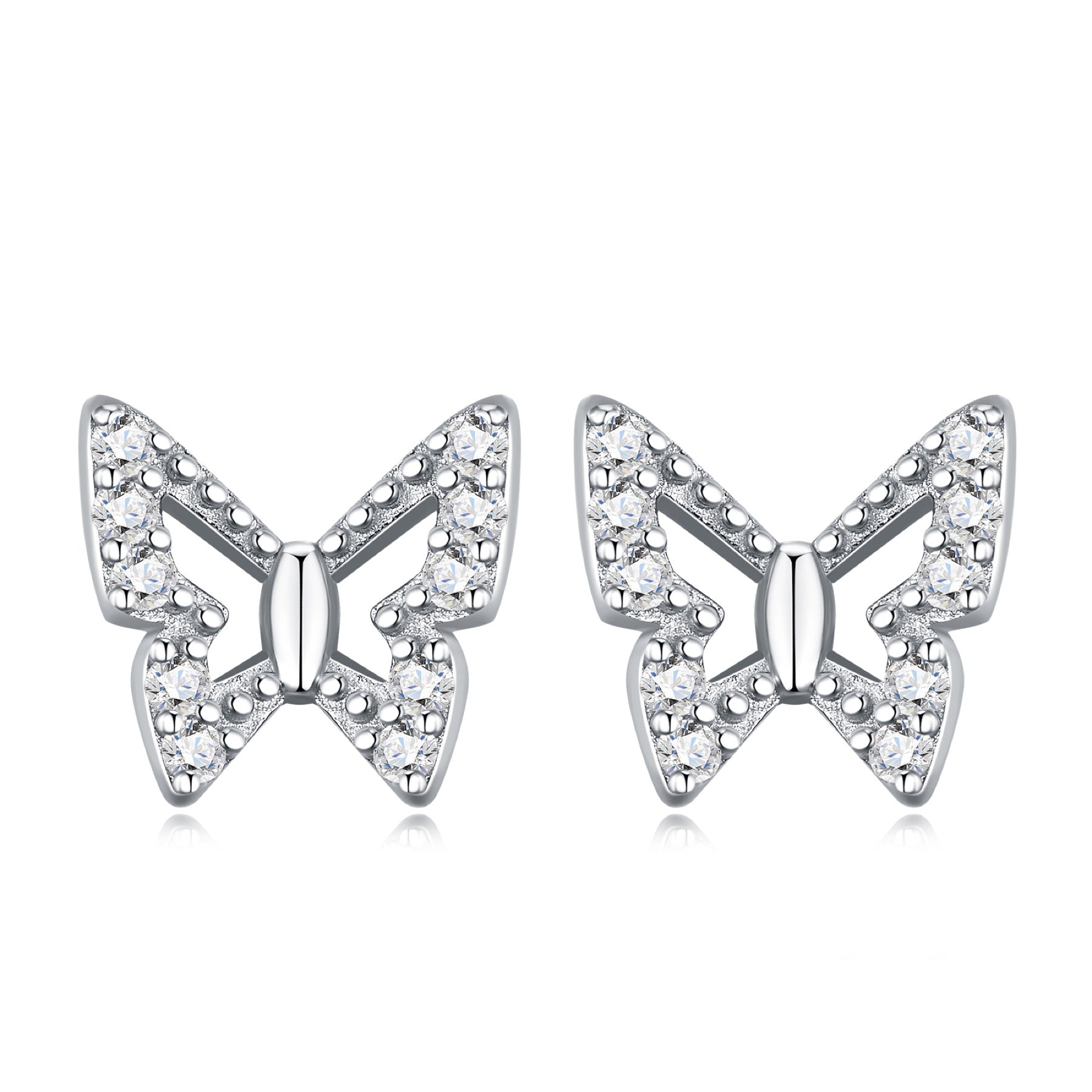 Farfalla Moissanite Butterfly Stud Earrings in Sterling Silver