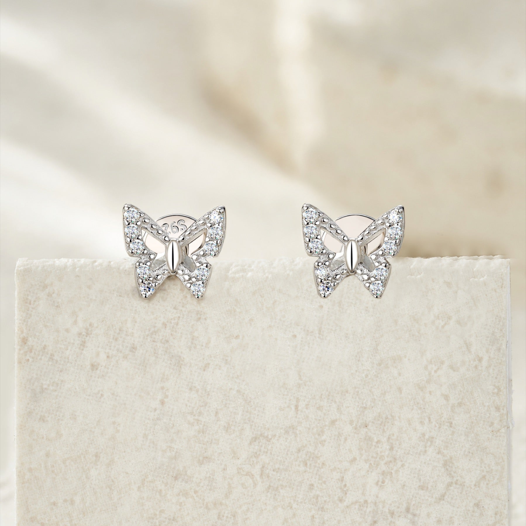 Farfalla Moissanite Butterfly Stud Earrings in Sterling Silver