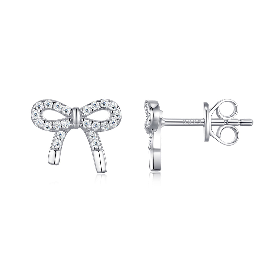 Fioccobag Moissanite Bow Stud Earrings in Sterling Silver