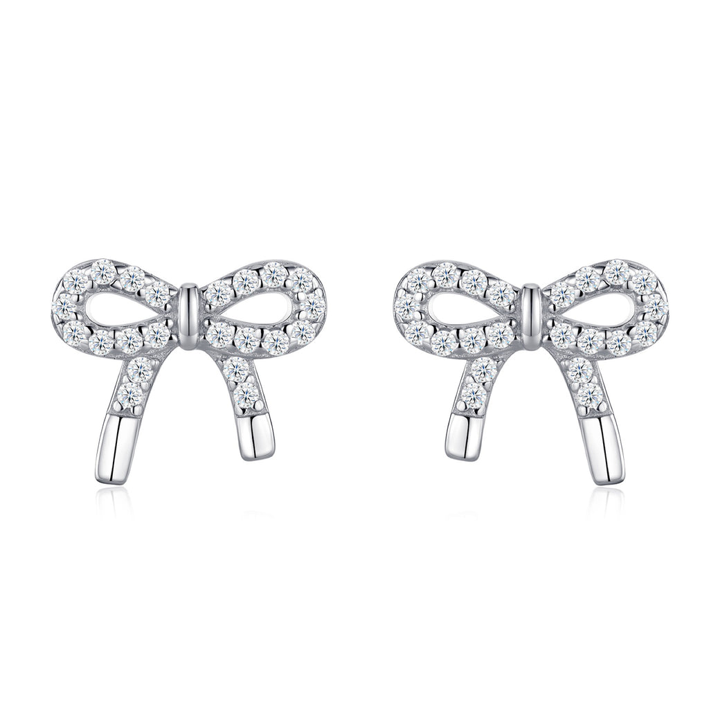Fioccobag Moissanite Bow Stud Earrings in Sterling Silver
