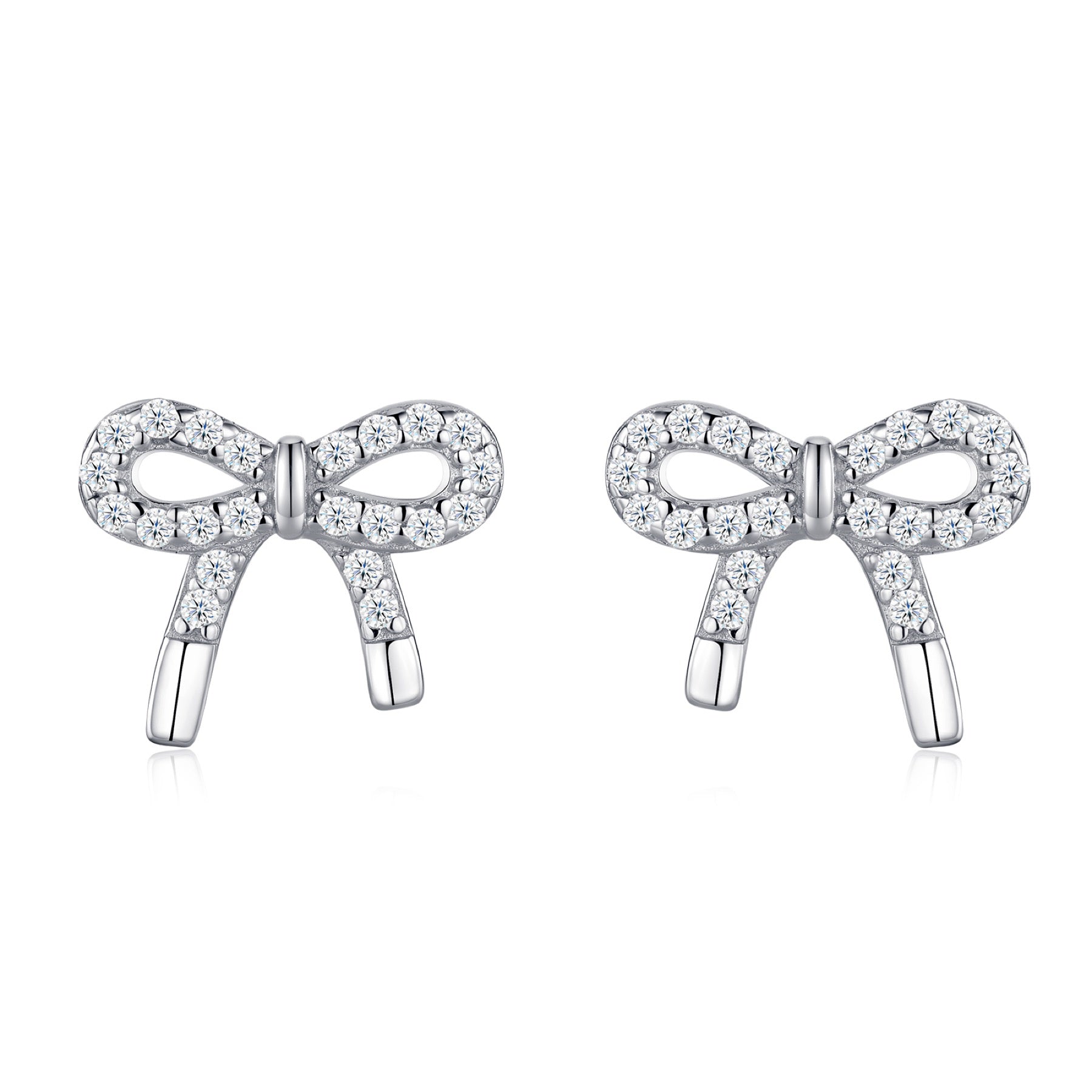 Fioccobag Moissanite Bow Stud Earrings in Sterling Silver