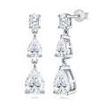 Doppiapera Pear-Cut Moissanite Drop Earrings in Sterling Silver