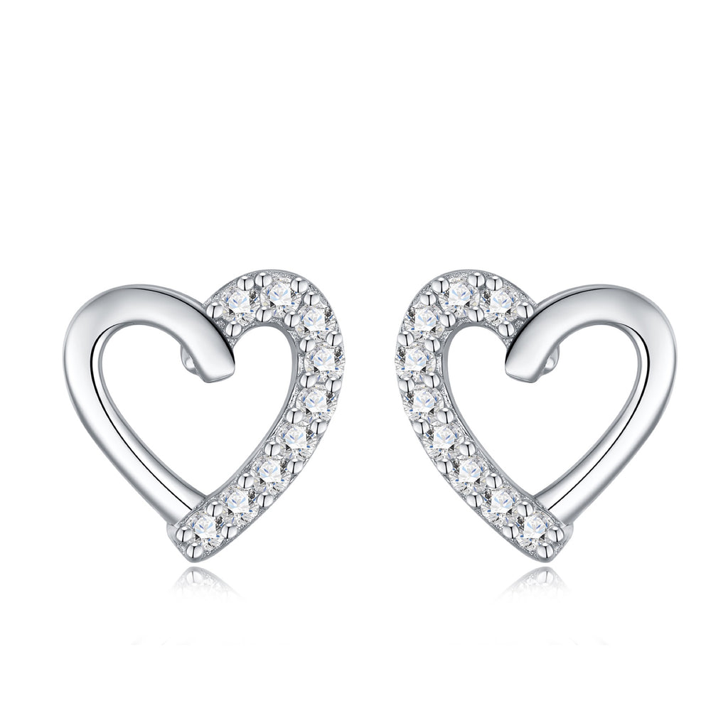 Cuoraperto Moissanite Heart Stud Earrings in Sterling Silver