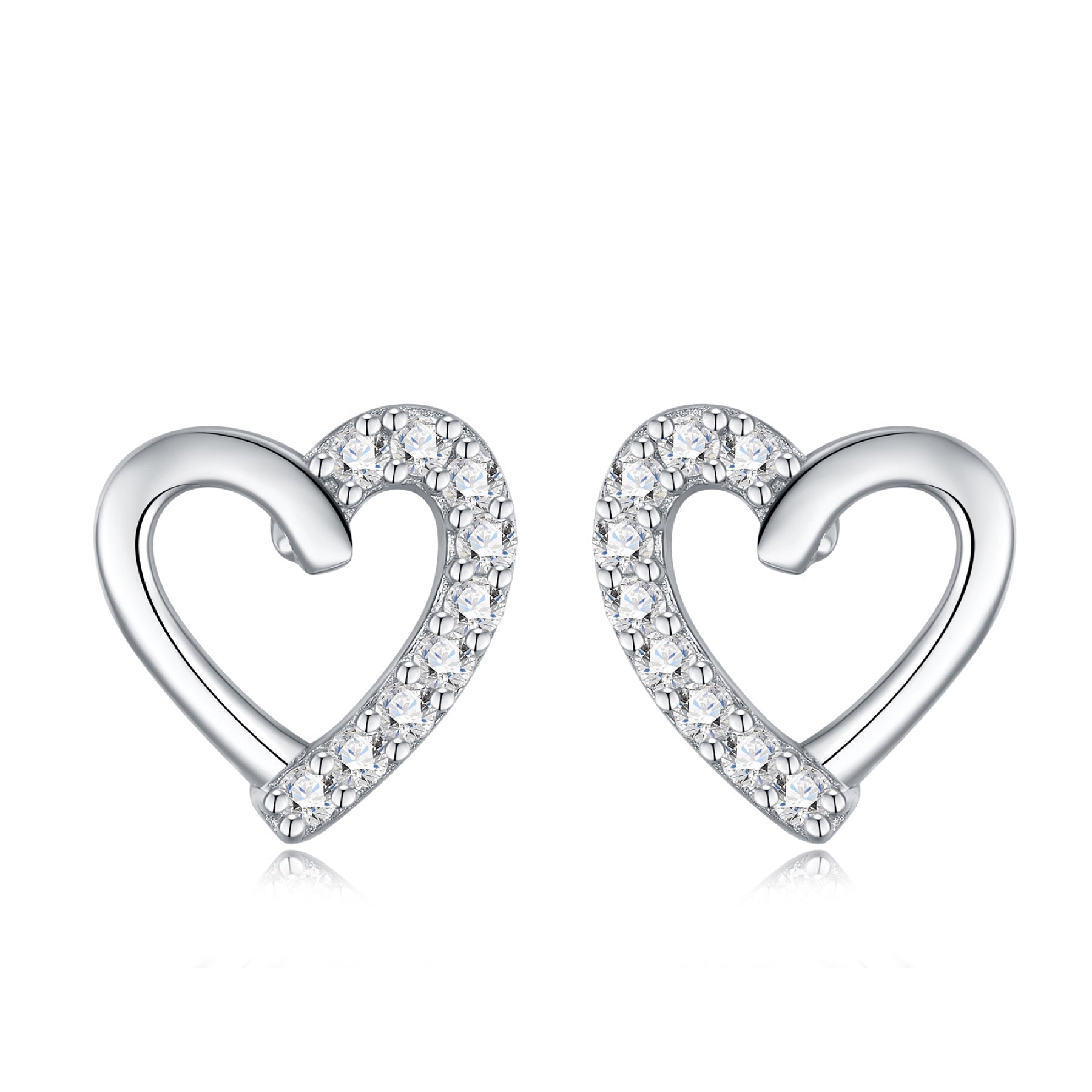 Cuoraperto Moissanite Heart Stud Earrings in Sterling Silver
