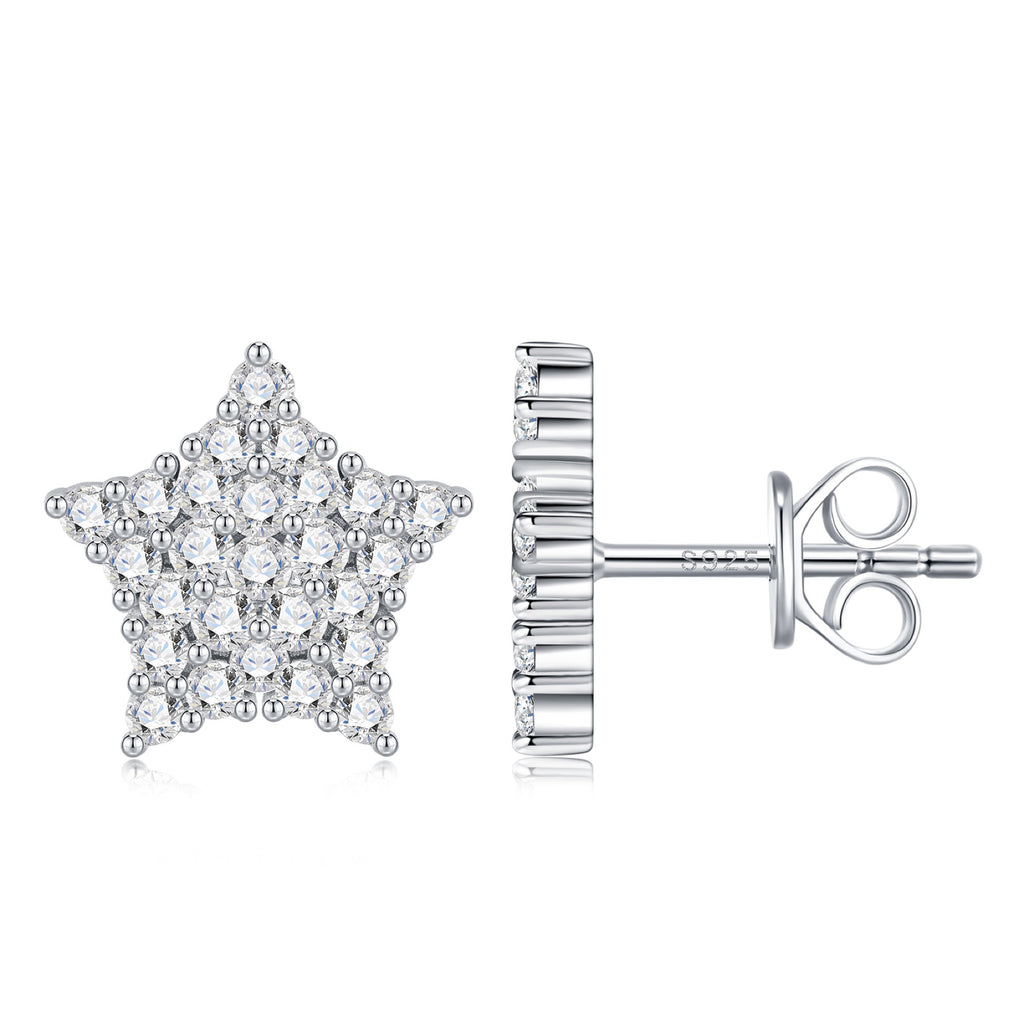 Stellina Moissanite Star Stud Earrings in Sterling Silver