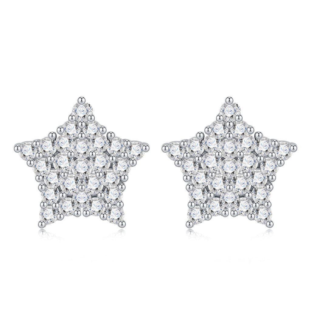 Stellina Moissanite Star Stud Earrings in Sterling Silver