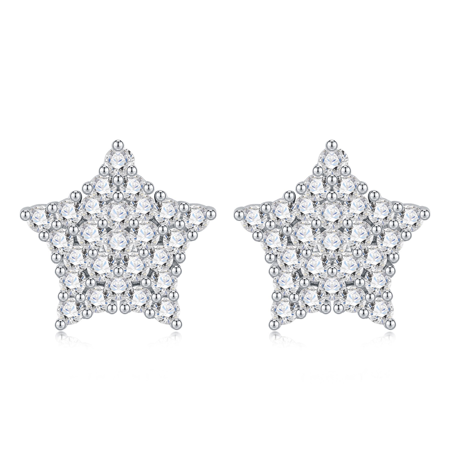 Stellina Moissanite Star Stud Earrings in Sterling Silver