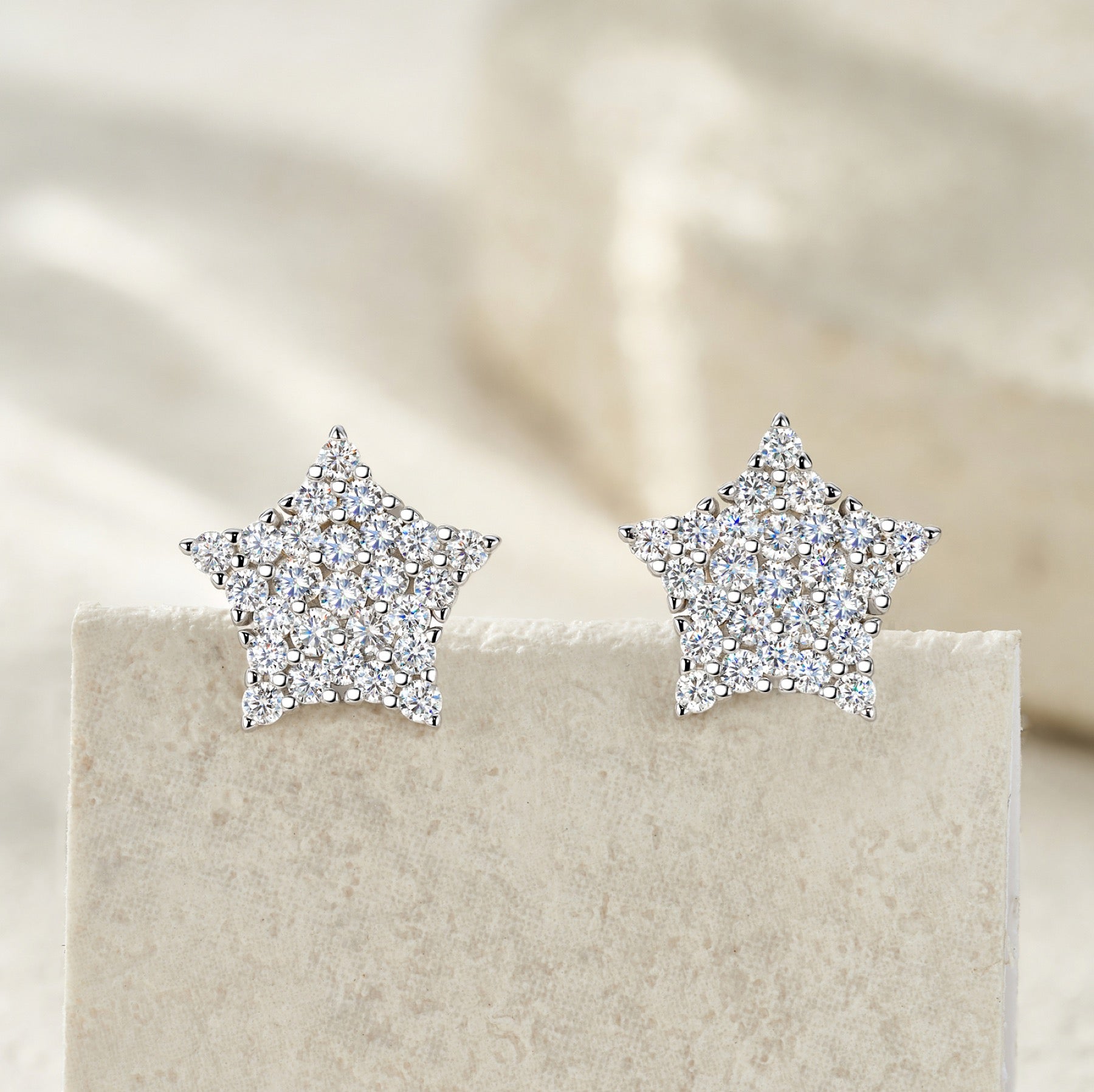 Stellina Moissanite Star Stud Earrings in Sterling Silver
