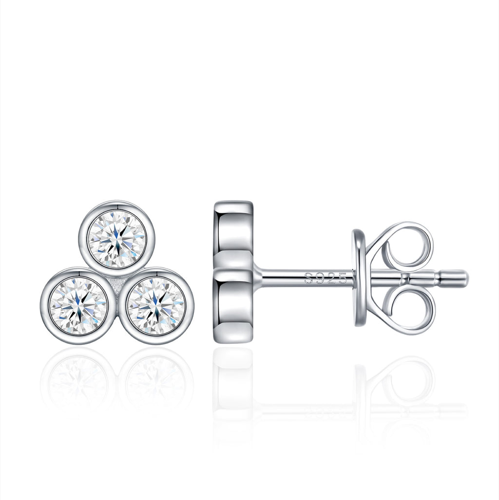 Trebolle Moissanite Cluster Stud Earrings in Sterling Silver