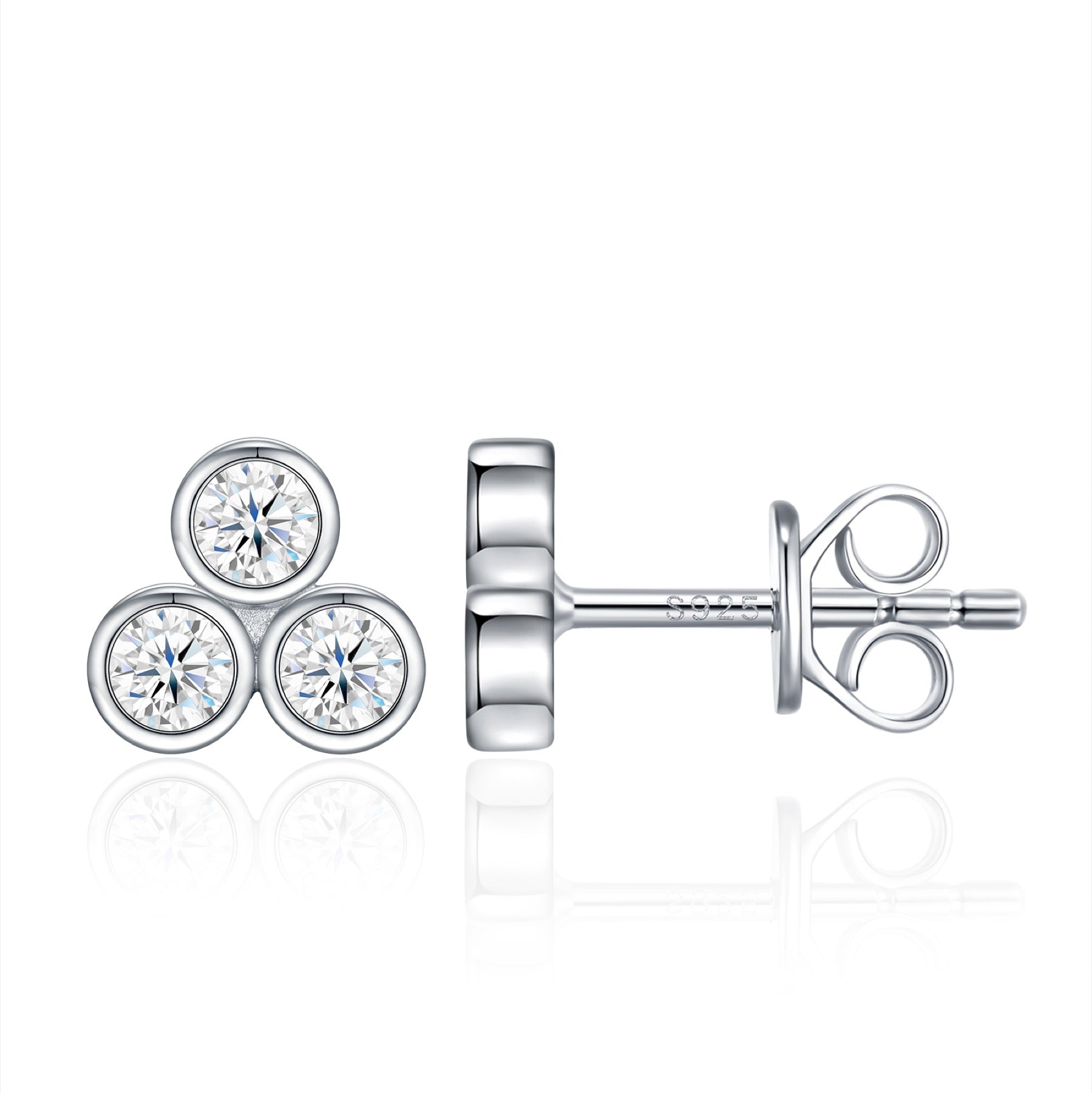 Trebolle Moissanite Cluster Stud Earrings in Sterling Silver