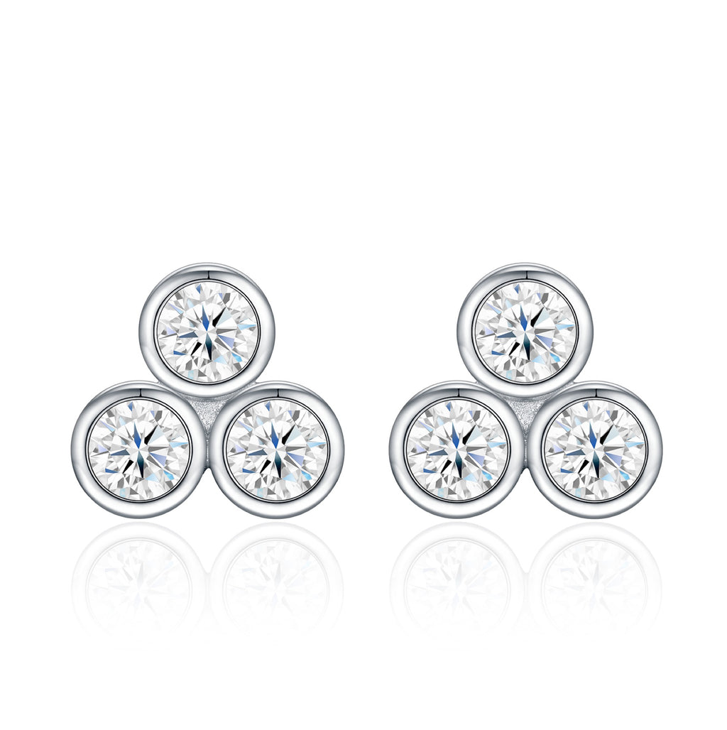 Trebolle Moissanite Cluster Stud Earrings in Sterling Silver