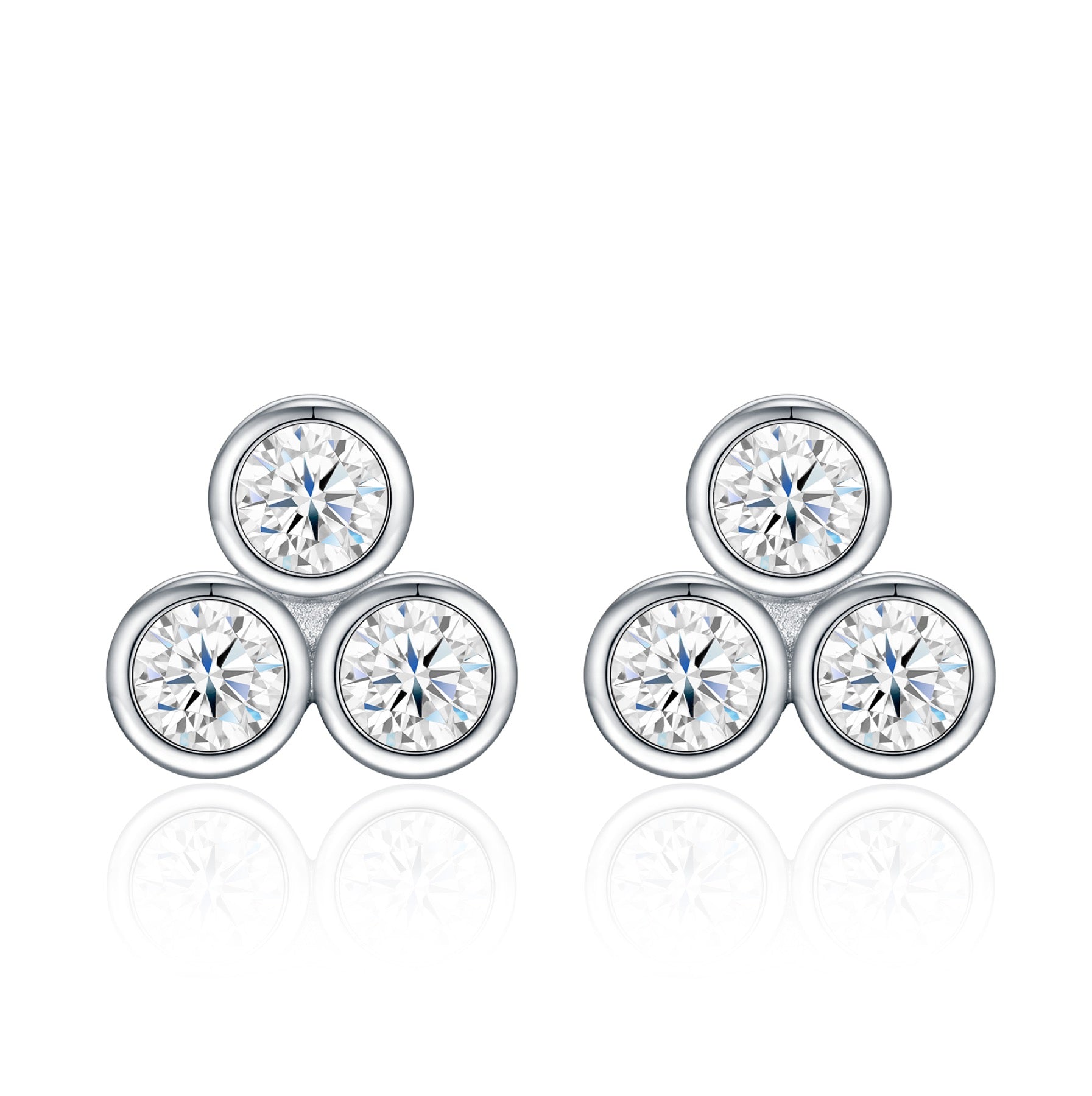 Trebolle Moissanite Cluster Stud Earrings in Sterling Silver