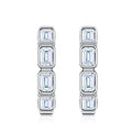 Baguetta Moissanite Huggie Hoop Earrings in Sterling Silver