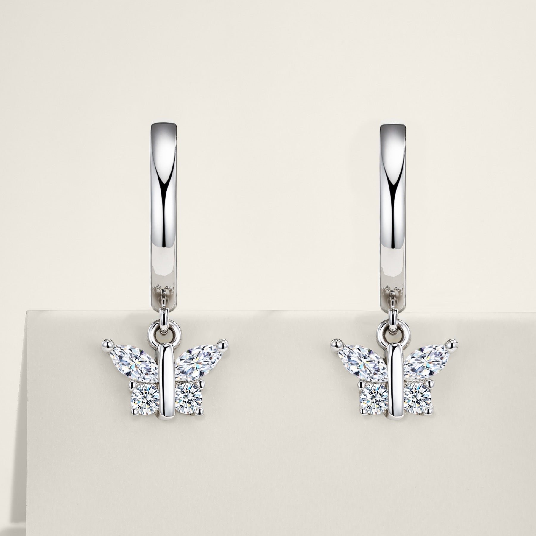 Farfallina Moissanite Butterfly Drop Earrings in Sterling Silver