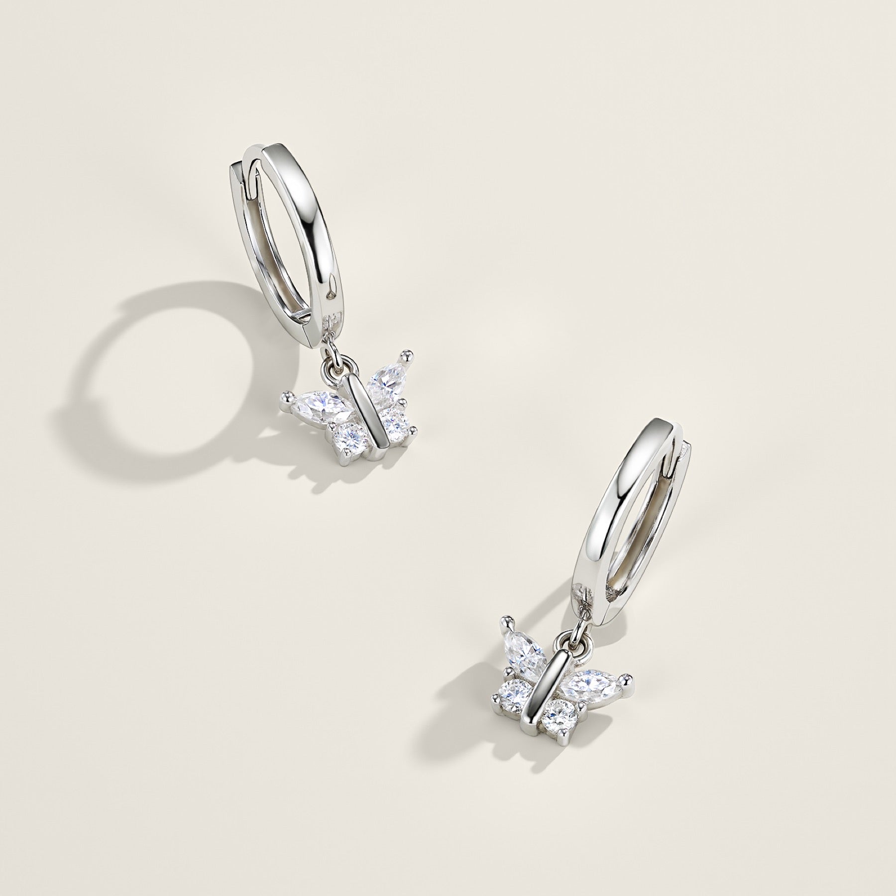 Farfallina Moissanite Butterfly Drop Earrings in Sterling Silver