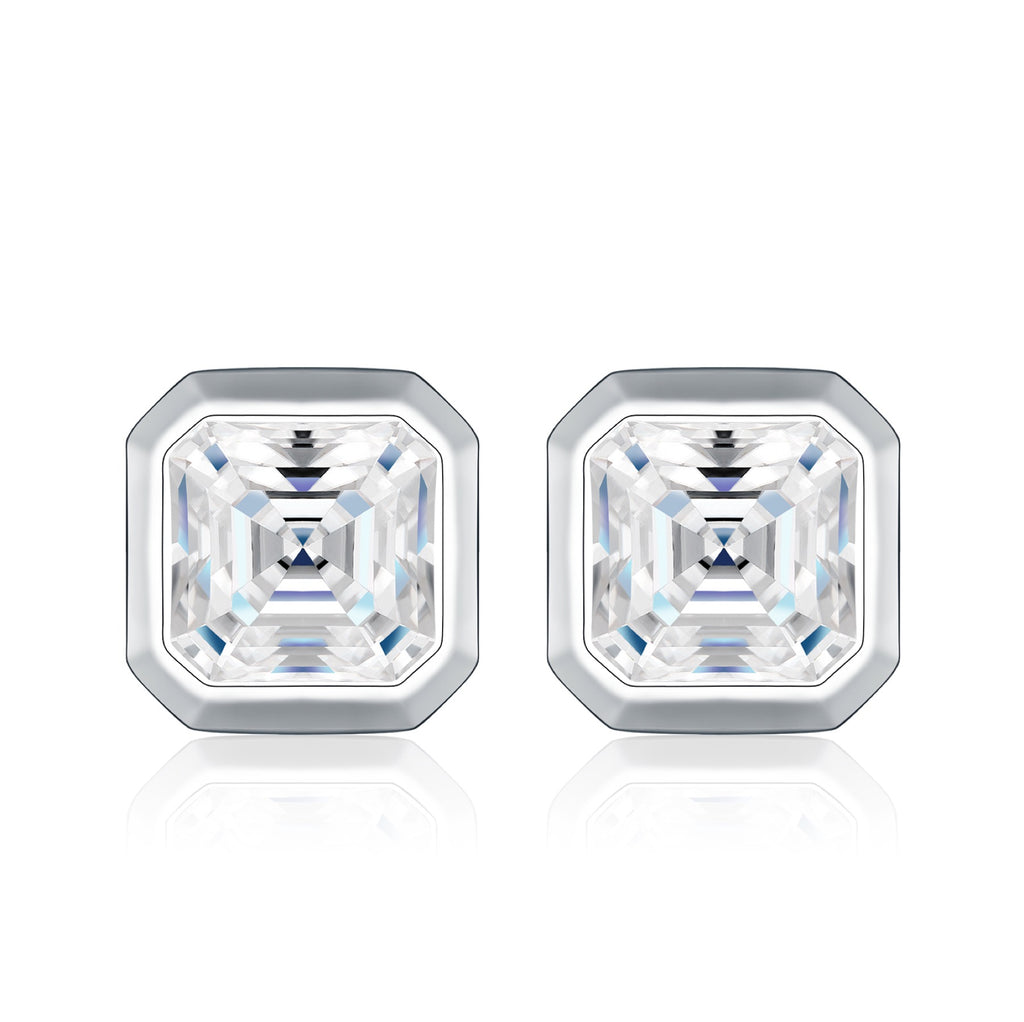Ottavo Moissanite Stud Earrings in Sterling Silver