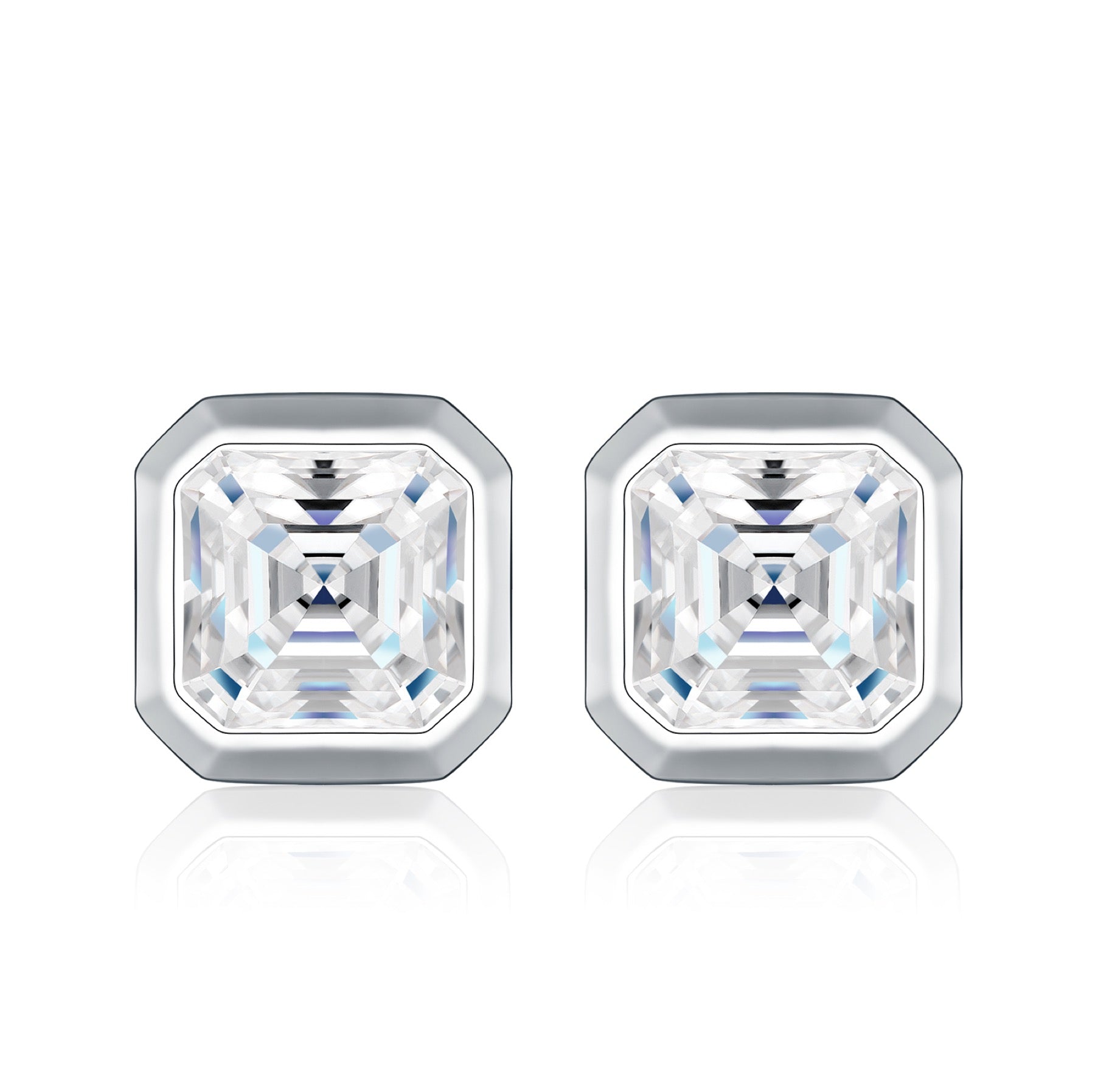 Ottavo Moissanite Stud Earrings in Sterling Silver