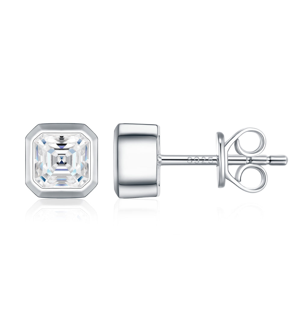 Ottavo Moissanite Stud Earrings in Sterling Silver