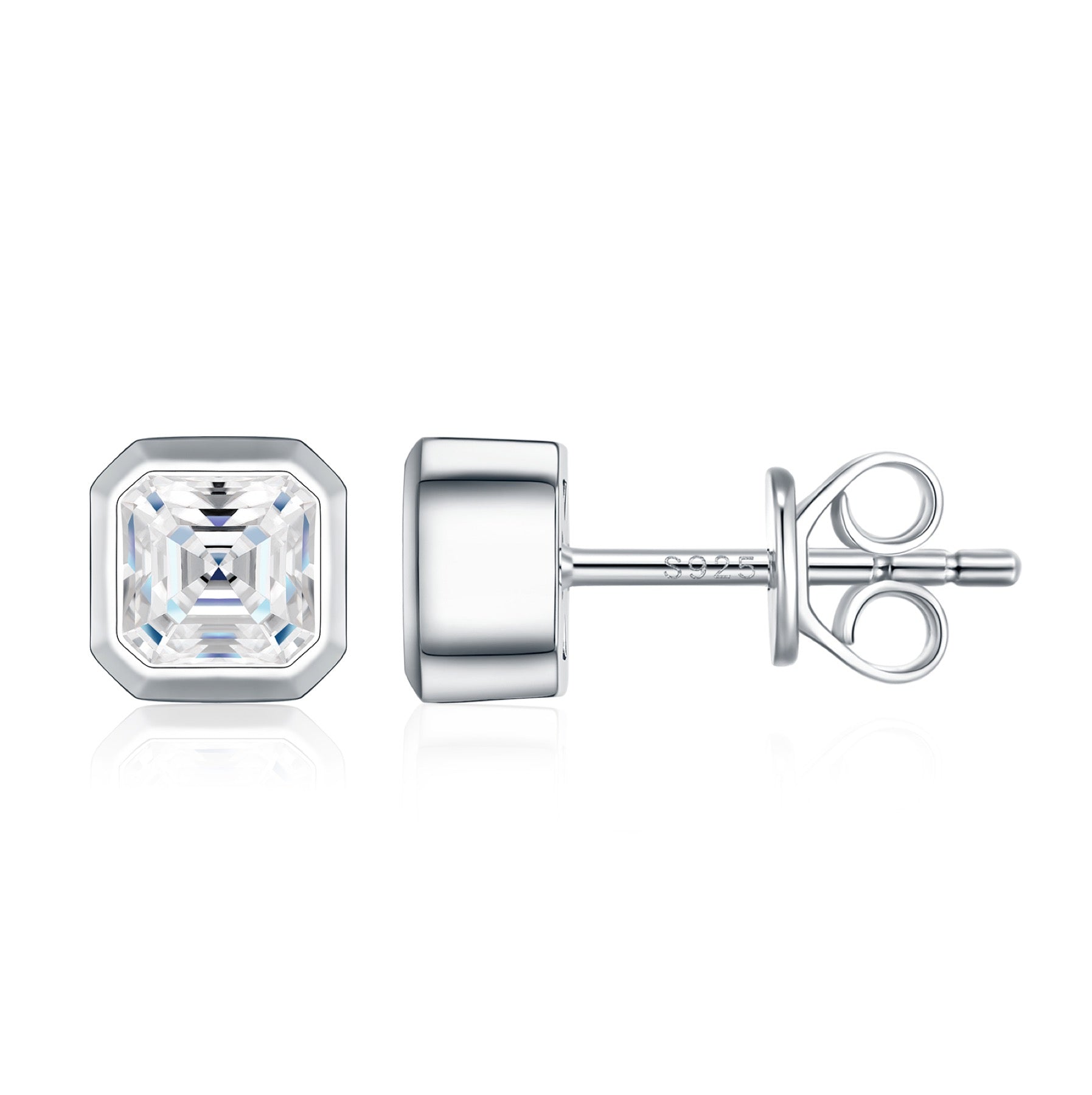 Ottavo Moissanite Stud Earrings in Sterling Silver