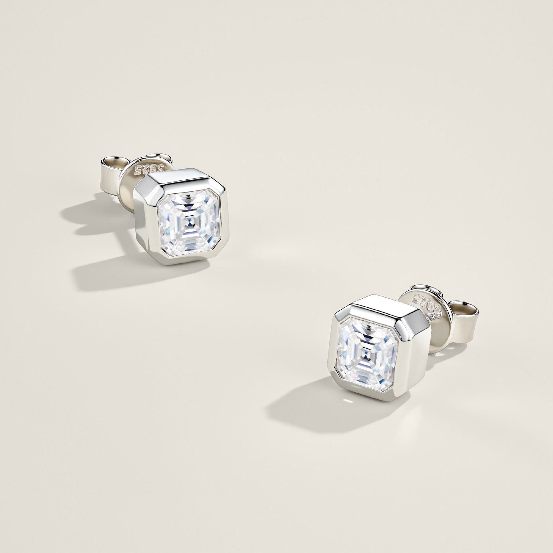 Ottavo Moissanite Stud Earrings in Sterling Silver
