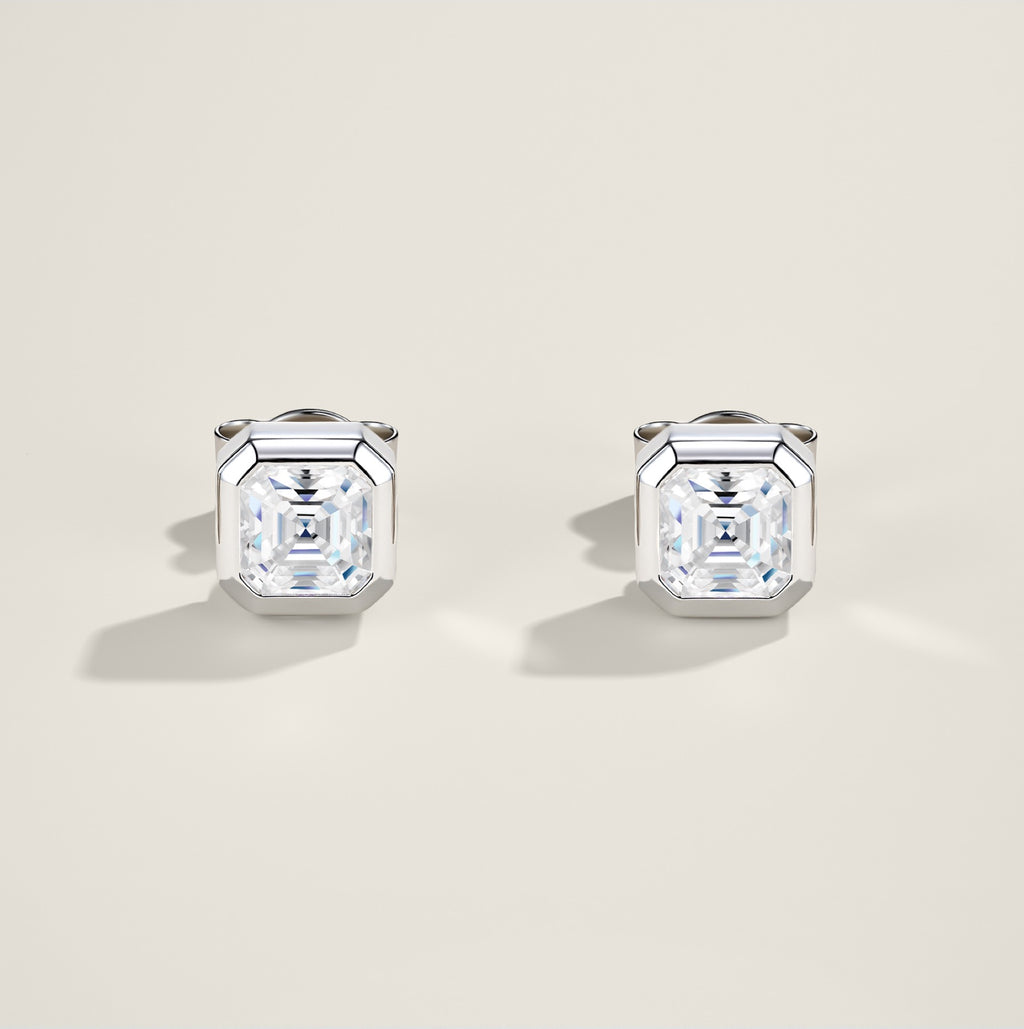 Ottavo Moissanite Stud Earrings in Sterling Silver