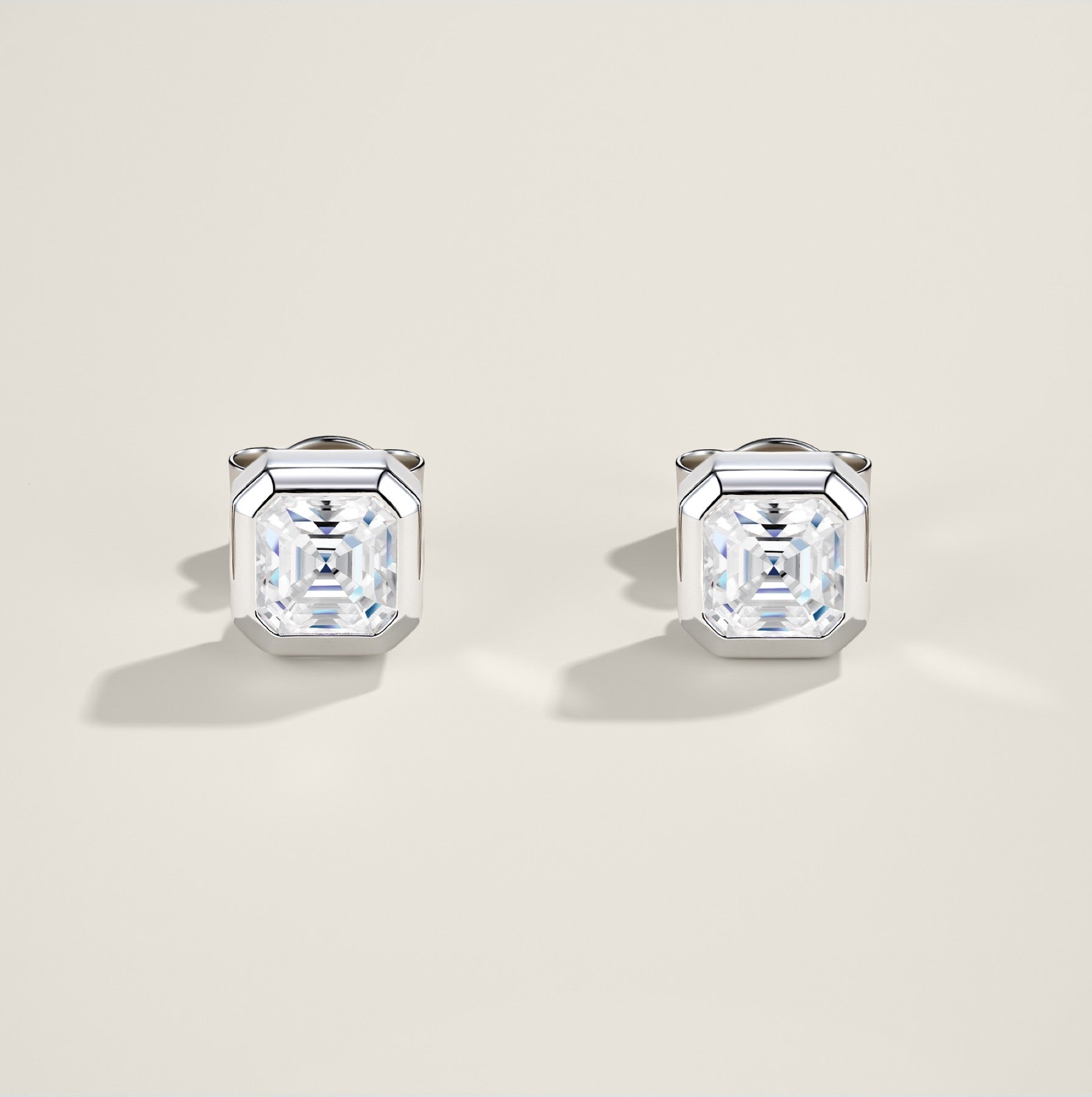 Ottavo Moissanite Stud Earrings in Sterling Silver